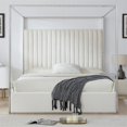 thumbnail image 1 of Jeffrey Canopy Velvet Upholstered King Bed Frame In Cream, 1 of 8