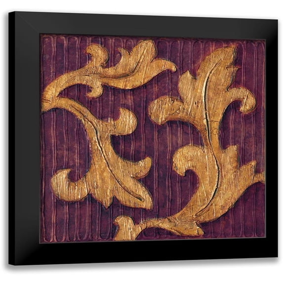Jeffrey, Jillian 12x12 Black Modern Framed Museum Art Print Titled - Gold Acanthus I