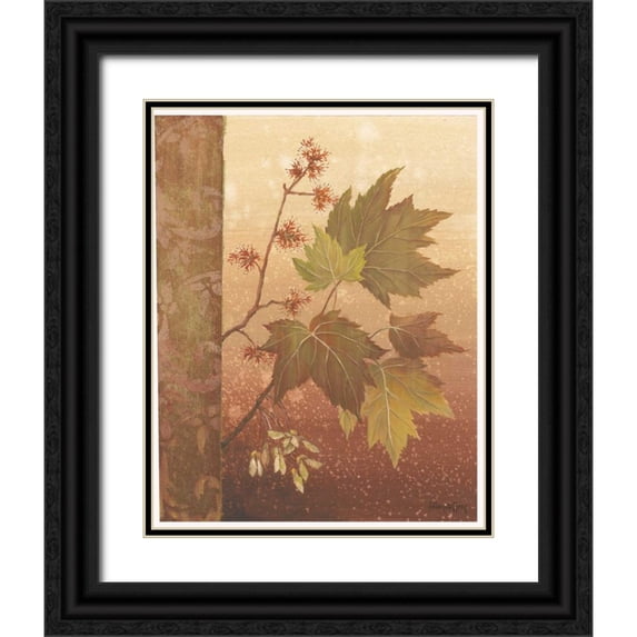 Jeffrey, Jillian 26x32 Black Ornate Wood Framed with Double Matting Museum Art Print Titled - Maple Leaves