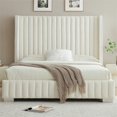 thumbnail image 1 of Jeffrey King Size Velvet Upholstered Bed Frame in Cream, 1 of 7