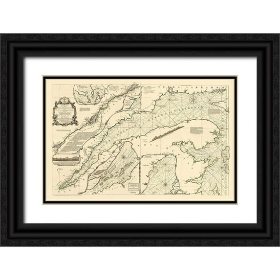 Jeffreys 18x13 Black Ornate Wood Framed with Double Matting Museum Art Print Titled - St Laurence River Fort Frontenac Isle Anticost