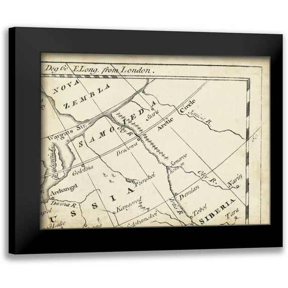 Jeffreys, T. 14x12 Black Modern Framed Museum Art Print Titled - Map of Europe Grid III