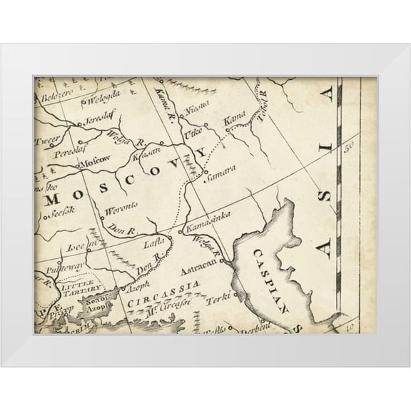 Jeffreys, T. 14x12 White Modern Wood Framed Museum Art Print Titled - Map of Europe Grid VI