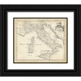 thumbnail image 1 of Jeffreys, T. 23x20 Black Ornate Wood Framed with Double Matting Museum Art Print Titled - Map of Italy, 1 of 4