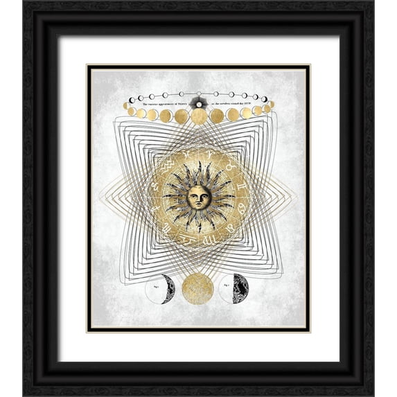 Jeffries, Oliver 26x31 Black Ornate Wood Framed with Double Matting Museum Art Print Titled - Zodiac Sun I