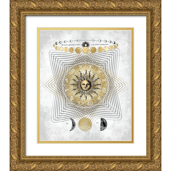 Jeffries, Oliver 26x31 Gold Ornate Wood Framed with Double Matting Museum Art Print Titled - Zodiac Sun I