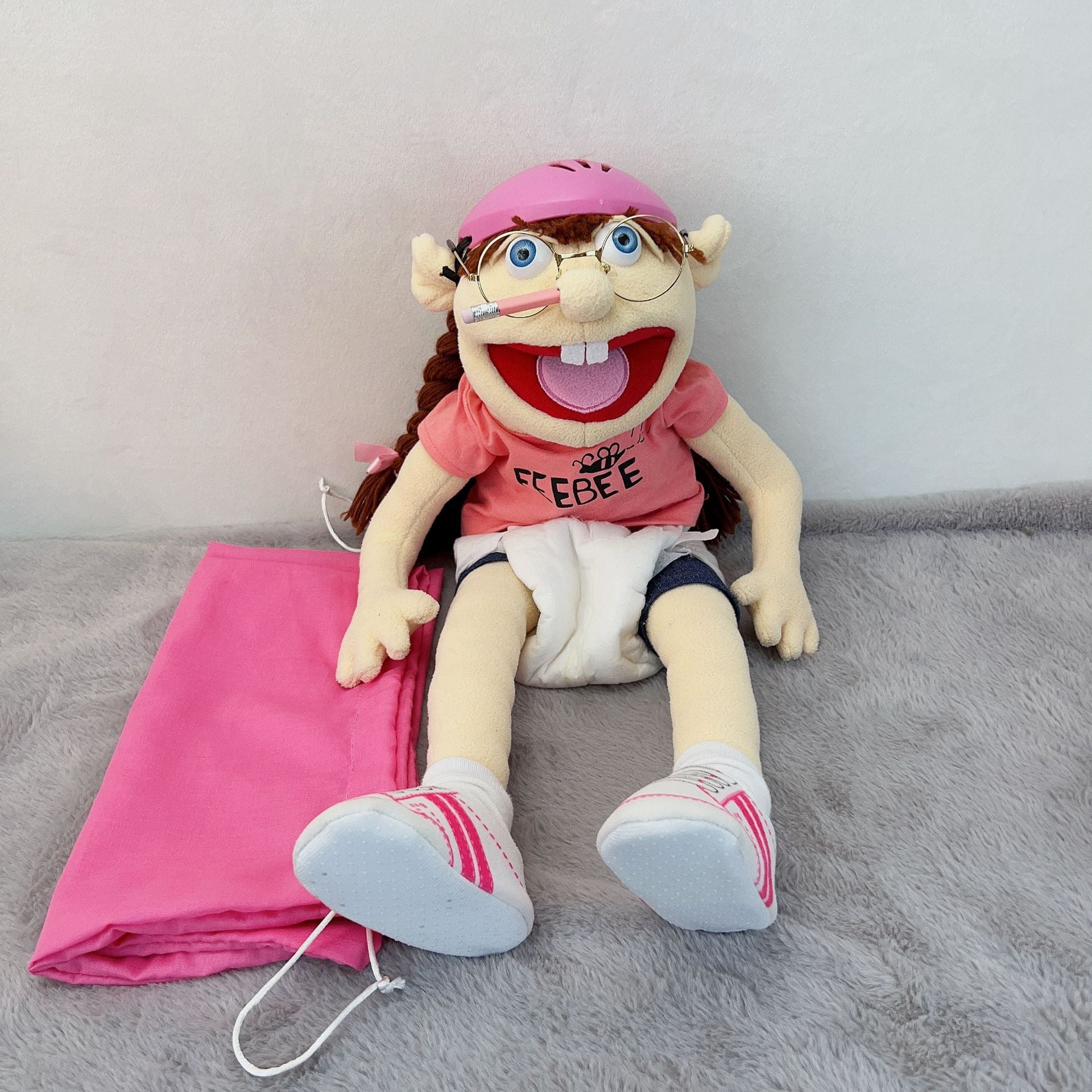 Jeffy Plush Puppet Toy, Fun Soft Prank Show Hand Puppet with Working Mouth(11)  