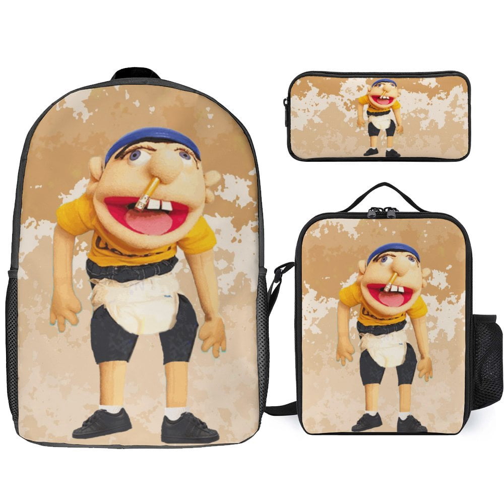 Jeffy Puppet Laptop Backpack With Pencil Case Lunch Bag 3 Pieces Set ...