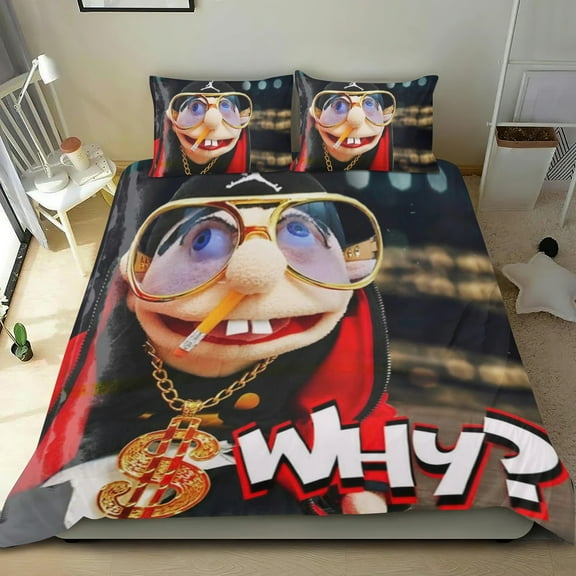 Jeffy SML the Rapper Themed Bed Sheet Set Three Piece Set 53x79 In ches Comfortable And Skin Friendly Unique Design Creating A Star Studded Night Home Decor Gifts For Family Friends fans