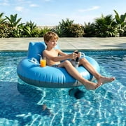 Jefuzh Motorized Pool Float with Cup Holder, Rechargeable Electric Lounge Chair for Pool Lake Beach, 250 lbs Capacity, 50W Motor with Propeller Guard, Includes Air Pump