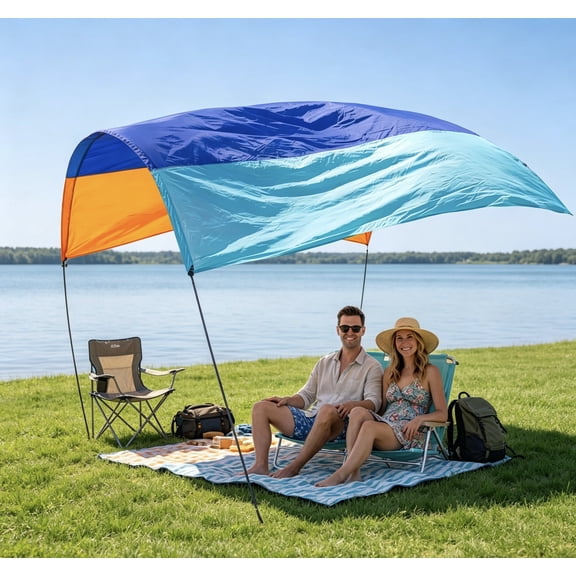 Jefuzh Portable Beach Shade Canopy – UPF 50+ UV Protection, Lightweight Sun Shelter for 3-6 Person, Quick & Easy Setup, Waterproof Outdoor Cabana with Carry Bag for Beach, Camping, Picnic & Fishing