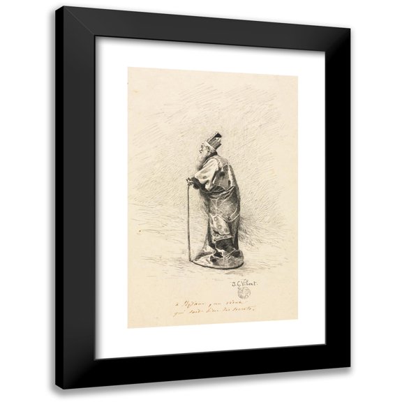 Jehan Georges Vibert 11x14 Black Modern Framed Museum Art Print Titled - Study for the Magician in “Conte De Fee” (Story of a Fairy) (1800s)