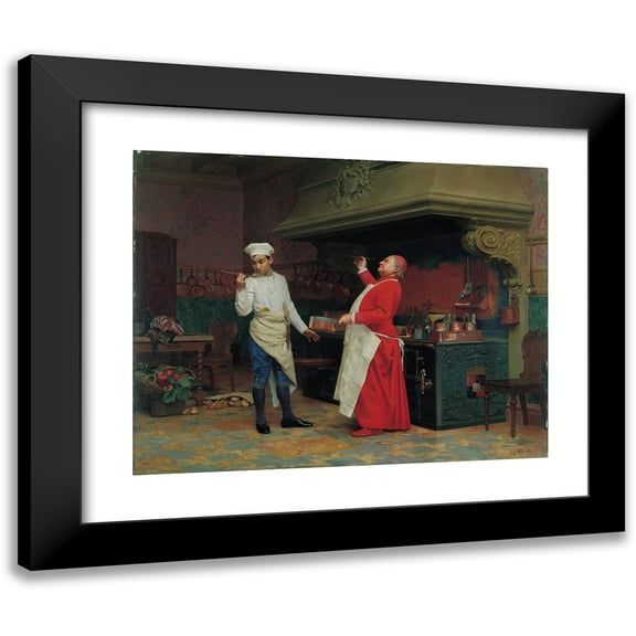Jehan Georges Vibert 14x12 Black Modern Framed Museum Art Print Titled - The Marvelous Sauce  (circa 1890)
