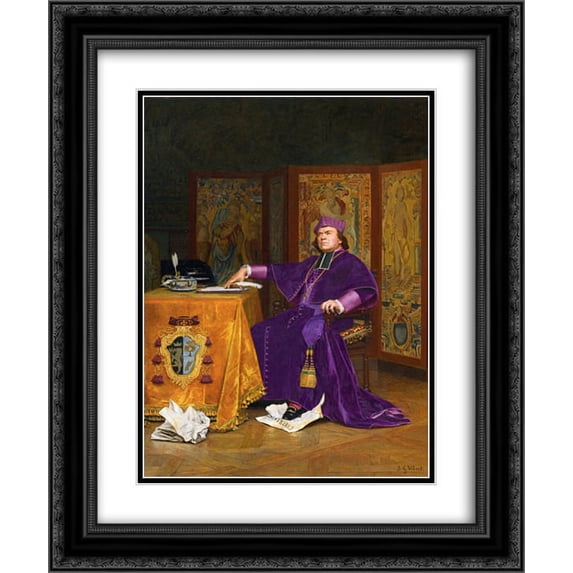 Jehan Georges Vibert 2x Matted 20x24 Black Ornate Framed Art Print 'The Wrath of the Bishop'