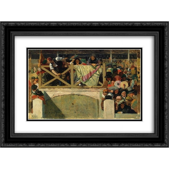 Jehan Georges Vibert 2x Matted 24x18 Black Ornate Framed Art Print 'At the Corrida'