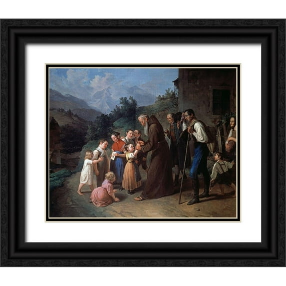 Jehle, Kaspar 18x15 Black Ornate Wood Framed with Double Matting Museum Art Print Titled - Priest Making a Collection