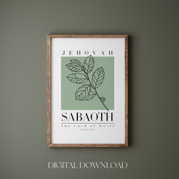 Jehovah Sabaoth Hebrew Name Wall Art Print Christian Decor