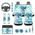 thumbnail image 1 of Jeiento 13 PCS Car Seat Cover Full Set, with Steering Wheel Cover Seat Belt Strap Cover Armrest Cushion Cup Coaster Keychain Lipstick Holder Watercolor Sea Turtle Auto Decor Fit for SUV Van Sedan, 1 of 8