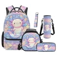 thumbnail image 1 of Jeiento 16 Inch Backpack And Lunch Box Set for Kids Boys Girls, 5 Piece Mermaid Scale Axolotl Elementary School Supplies with Pencil Case, Bottle Bag, Keychain, Padded Straps, 1 of 6