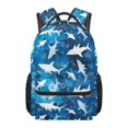 thumbnail image 1 of Jeiento 16 Inch Kids School Backpack for Boys Girls, Lightweight Water-Resistant Polyester Ocean Shark Print Bookbag for Preschool Elementary Middle School Hiking Daypack, 1 of 7