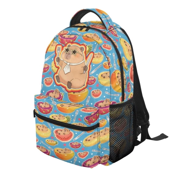 Jeiento 16 Inch Kids School Backpack for Elementary Boys Girls Funny Capybara Lightweight Backpack with Multiple Pockets for Back to School Casual Purse