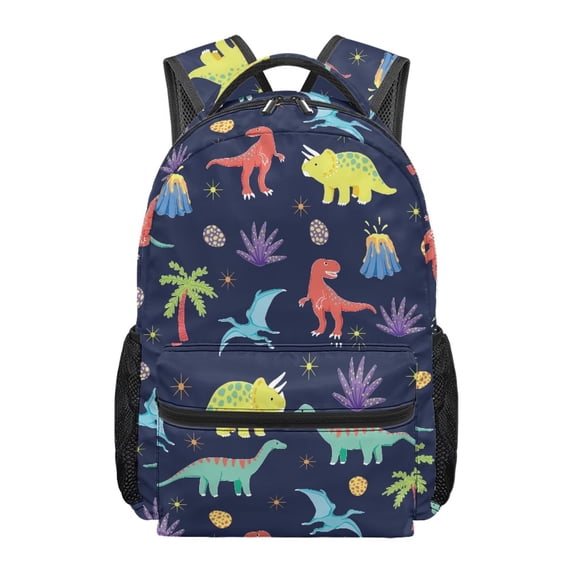 Jeiento 16 Inch Kids School Backpack Water-Resistant Durable Polyester Bookbag with Multiple Organizer Pockets Cartoon Dinosaur School Bag for Elementary School Boys Girls