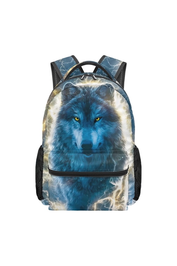 16 Inch Kids School Backpack Water-Resistant Polyester Cool Wolf Bookbag for Boys Girls Elementary Primary Students, Back to School Supplies