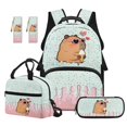 thumbnail image 1 of Jeiento 17 Inch 4 Piece Backpack And Lunch Box Set for Kids Capybara Ice Cream Backpack with Padded Straps, for Boys Girls Elementary Primary School Back to School, 1 of 7