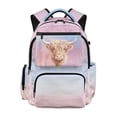 thumbnail image 1 of Jeiento 17 Inch Kids School Backpack for Girls Water-Resistant Lightweight Polyester Bookbag with Multi-Pocket Highland Cow Floral Backpack for Elementary School, Back to School Gift, 1 of 7