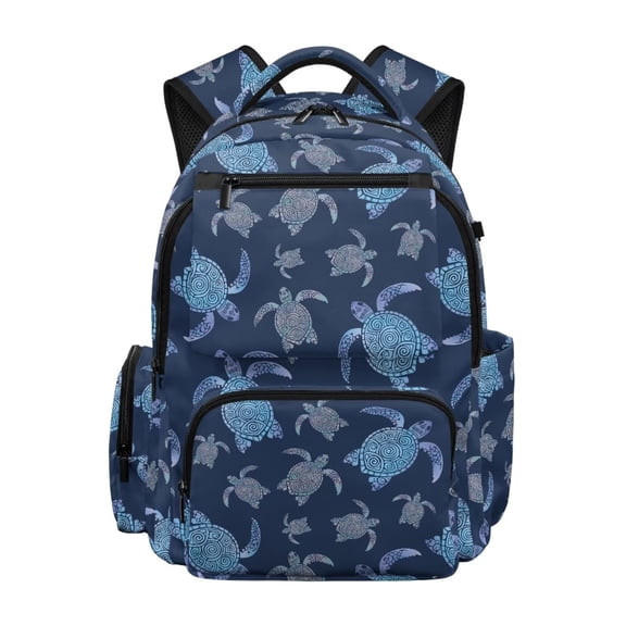 Jeiento 17 Inch Kids School Backpack for Elementary Girls Blue Sea Turtle Bookbag with Multi-Pockets, Adjustable Straps, Back to School Daypack