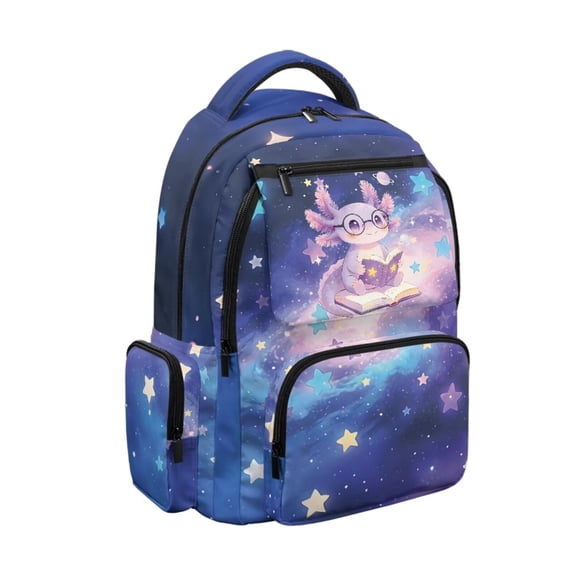 Jeiento 17 Inch Lightweight Backpack for Girls School - 600D Tear Resistant with 6 Pockets - Padded Tablet Sleeve - Axolotl Bookbag for Elementary