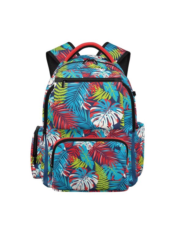 17 Inch Lightweight Backpack for Kids - 600D Tear Resistant with 6 Pockets - Padded Tablet Sleeve - Palm Tree Bookbag for Elementary