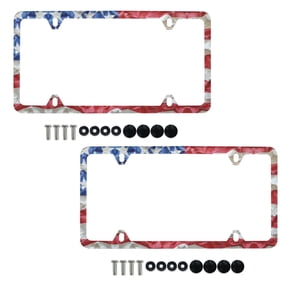 Jeiento 2 Pack American Flag Car License Plate Frame for Women Men Novelty Vanity Tag for Car SUV Truck Van Decorative Accessories with Screws 4Th of July Decor