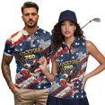 thumbnail image 1 of Jeiento 250th Anniversary Couple Matching Outfit Eagle Mens Golf Shirts Short Sleeve Dry Fit Collared Tops and Womens Zipper Shirt Sleeveless Racerback Workout Tops, Women's XS, 1 of 7
