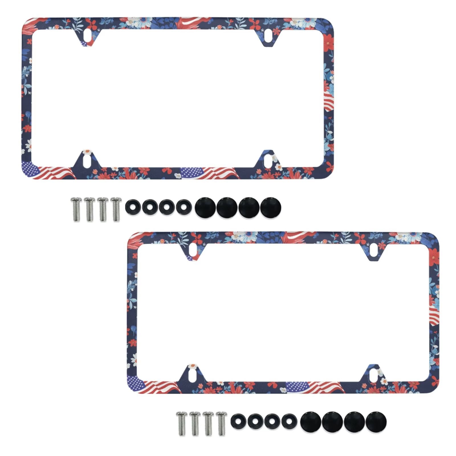 Jeiento 250th Anniversary License Plate Frames American Flag License Plate Covers for Women and Men, Universal 4 Holes Car Licence Plate Covers with Screws Washers and Caps, 2 Packs