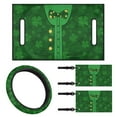 thumbnail image 1 of Jeiento 4 PCS Golf Cart Seat Cover with Steering Wheel Cover and Golf Cart Flags St. Patrick's Day Costume Mini Flags for Golf Cart Travel Seat Blanket&nbsp;13-14 Inch Steering Wheel Covers, 1 of 5