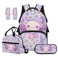 thumbnail image 1 of Jeiento 4 Piece Backpack and Lunch Box Set for Elementary Boys Girls 17 Inch Purple Axolotl Large Capacity Backpack with Padded Straps, Includes Pencil Case 2 Bookmarks Back to School, 1 of 7