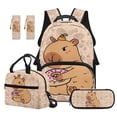 thumbnail image 1 of Jeiento 4 Piece Kids Backpack and Lunch Box Set Donut Capybara Large Capacity School Backpack Set for Girls, Includes 17" Backpack, Lunch Bag, Pencil Case, 2 Bookmarks, 1 of 7