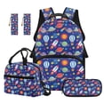 thumbnail image 1 of Jeiento 4 Piece Kids Backpack And Lunch Box Set for Elementary Boys Cartoon Space Print 17 Inch School Bag with Padded Straps, Includes Pencil Case & Bookmark, 1 of 7