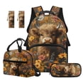 thumbnail image 1 of Jeiento 4-Piece Kids Backpack and Lunch Box Set for School 17 Inch Highland Cow Floral Bookbag with Large Capacity, Includes Pencil Case, Bookmarks for Elementary Boys & Girls, 1 of 7