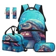 thumbnail image 1 of Jeiento 4-Piece School Backpack and Lunch Box Set for Kids Boys Girls 17 Inch Cute Turtle Backpack with Pencil Case Bookmark Padded Straps Bookbag for Back to School, 1 of 7