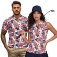 thumbnail image 1 of Jeiento 4Th of July Matching Golf Shirts for Couples Women Men Golf Tennis Shirts American Flag Comfy V-Neck 1/4 Zip Workout Tank Tops Athletic Outfits, Women's XL, 1 of 7