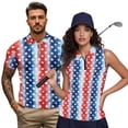 thumbnail image 1 of Jeiento 4Th of July Men Women Matching Golf Shirts Women Golf Shirts Golf Tank Top Patriotic Star Stylish Collared Tennis Shirt Activewear for Men Active Couple Wear, Women's XL, 1 of 7