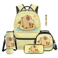 thumbnail image 1 of Jeiento 5-Piece Kids Backpack and Lunch Box Set, Water-Resistant Vacation Capybara Backpack Set for Boys, Girls, Teens, for Elementary School Travel Daypack, 1 of 6