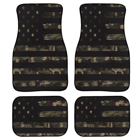 Jeiento American Flag Car Floor Mats for Women Men Camo Heavy-Duty Rubber Backing Automobile Interior Accessory Universal Fit for Most Cars, Sedan, SUV, Truck, Independence Day Decor