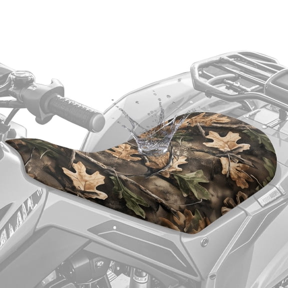Jeiento Camouflage ATV Seat Cover Hunting Woodland Four-Wheeler Seat Wraps Non-Slip Waterproof Compatible with Polaris Sportsman Polaris Scrambler Honda Rancher