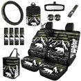 thumbnail image 1 of Jeiento American Flag Car Seat Cover Set of 15 Auto Front Back Seat Protector Steering Wheel Cover Seat Belt Pad Garbage Bag Air Vent Bag Mountain Rearview Mirror Cover Coasters Key Chain, 1 of 7