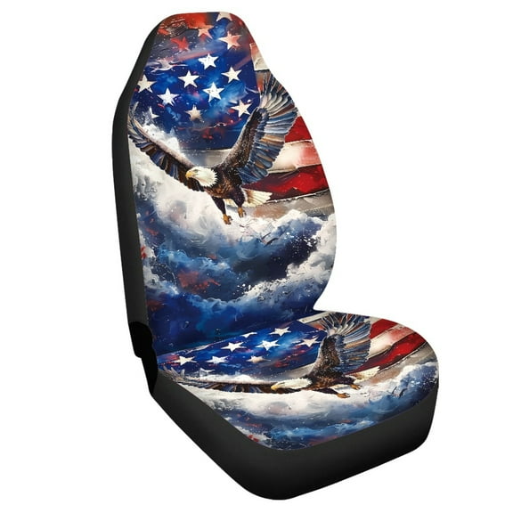 Jeiento American Flag Car Seat Covers Front Seats Only Eagle High Back Driver Seat Cover 1 Piece Car Interior Protector Auto Bucket Seat Cover Breathable Car Mat Cover for Sedan Truck Van Accessory