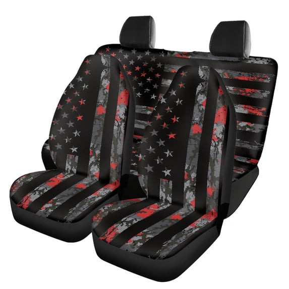 Jeiento American Flag Car Seat Covers Set for Men Women Camo Vehicle Seat Protector Front Bucket Seat Covers 4Th of July Interior Decor Back Seat Covers Auto Accessories for Van SUV Truck