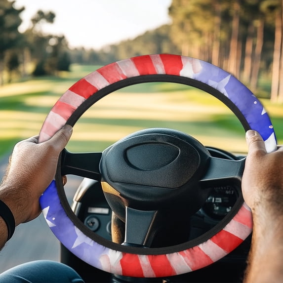 Jeiento American Flag Golf Cart Steering Wheel Covers 4Th of July Golf Cart Steering Wheel Cover for Summer Winter Block UV Rays Cool Sun Heat Shield